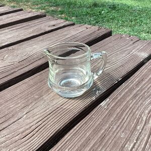 Kelloggs Clear Glass Mini Pitcher Creamer Small Juice Carafe Handle Spout